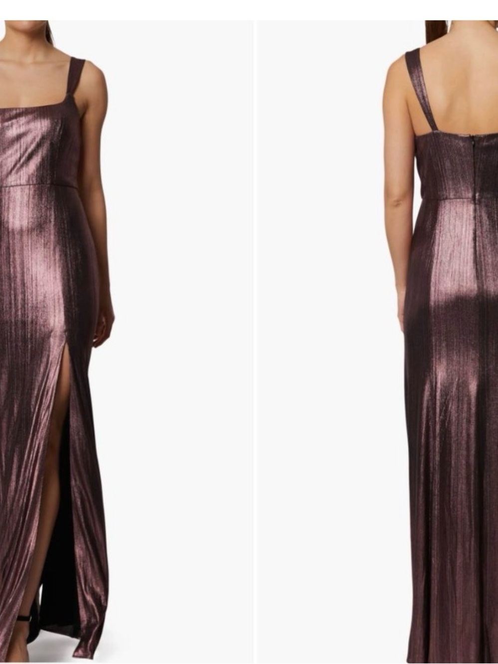 Laundry By Shelli Segal Shimmery Plum Maxi Dress with Thigh Slit size 0